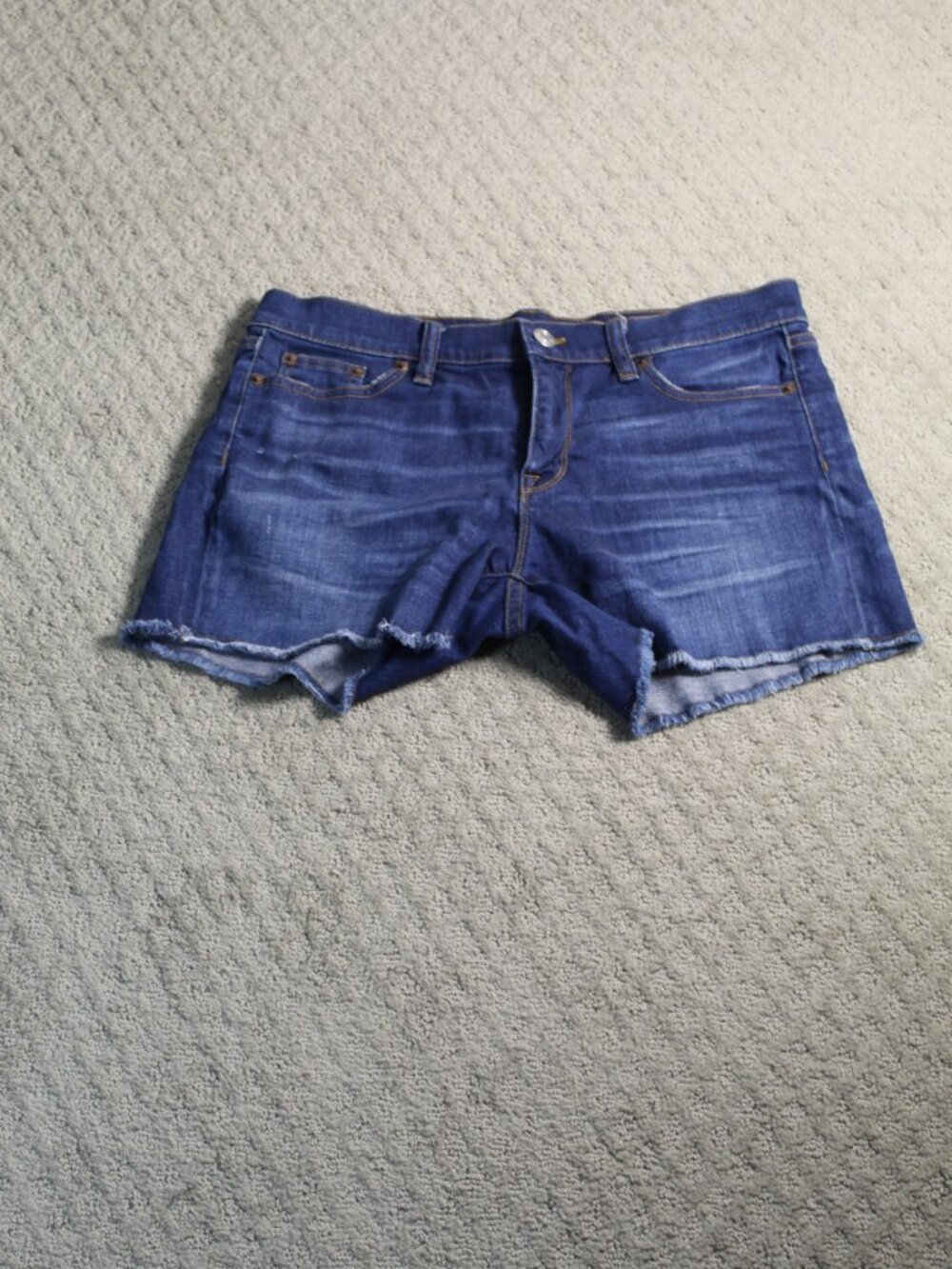 NWOT J. CREW Sz 29 Indigo Mid Rise Frayed Raw Hem Denim Jean Stretch 4" Shorts